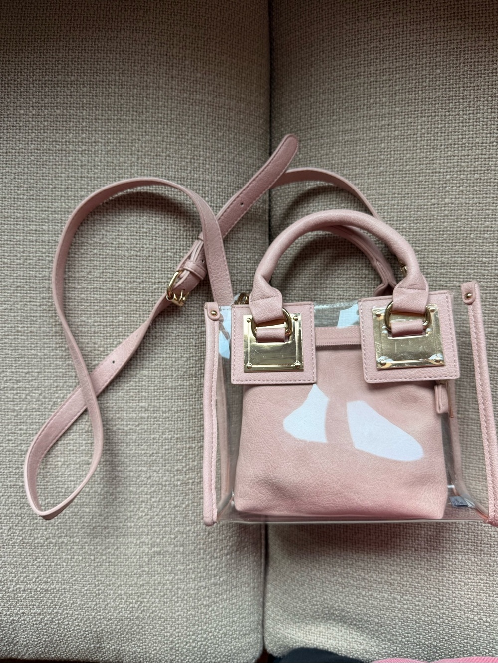 MM6 Pink Clear Satchel Crossbody Bag with Removable Pouch
